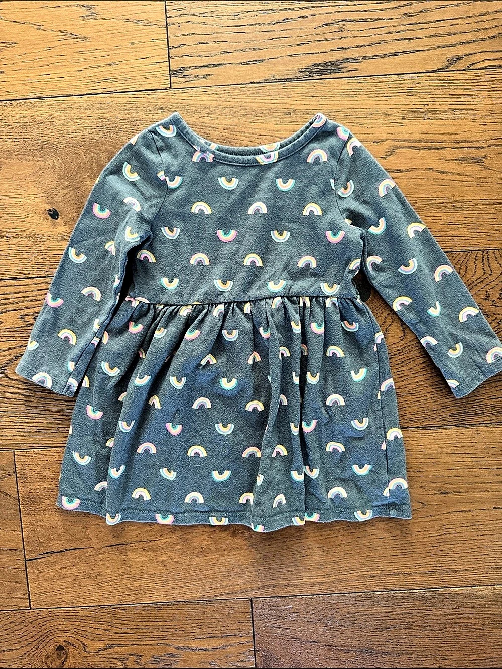 Cat & Jack Girls Gray Rainbow Print Dress Size 2T